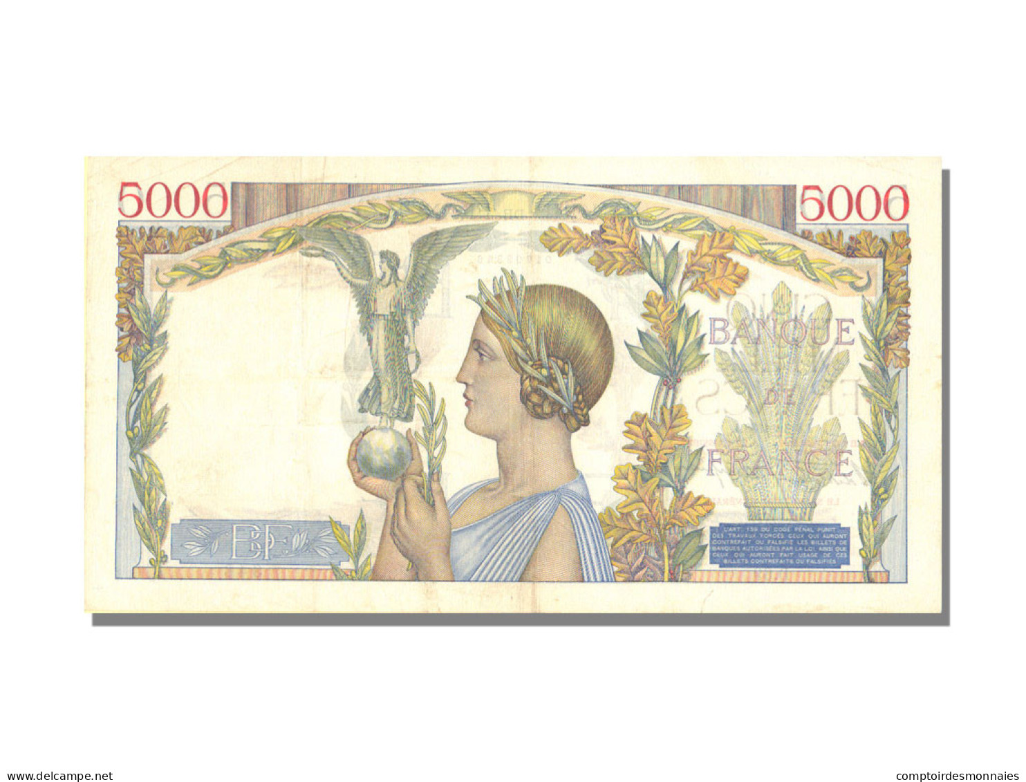 Billet, France, 5000 Francs, 5 000 F 1934-1944 ''Victoire'', 1938, 1938-12-08 - 5 000 F 1934-1944 ''Victoire''