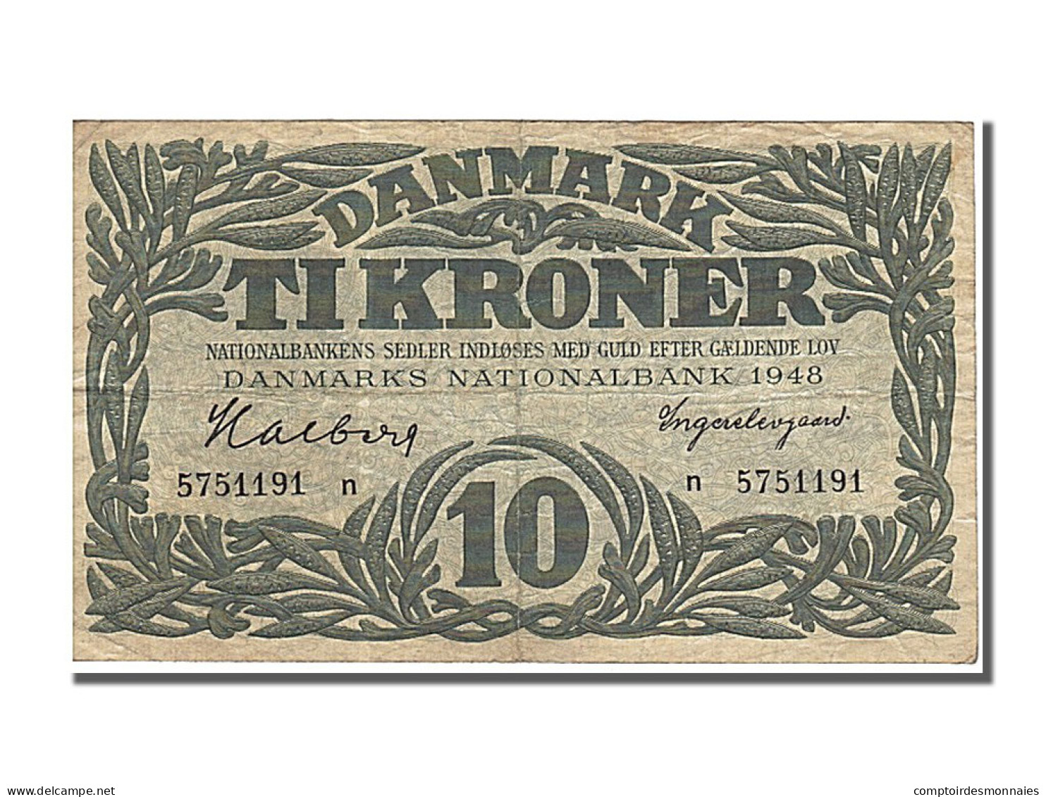 Billet, Danemark, 10 Kroner, 1948, TTB - Dänemark