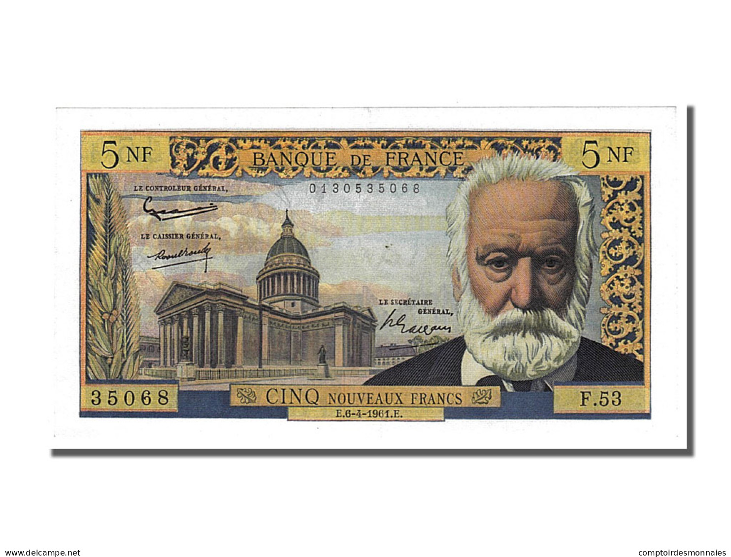 Billet, France, 5 Nouveaux Francs, 5 NF 1959-1965 ''Victor Hugo'', 1961 - 5 NF 1959-1965 ''Victor Hugo''