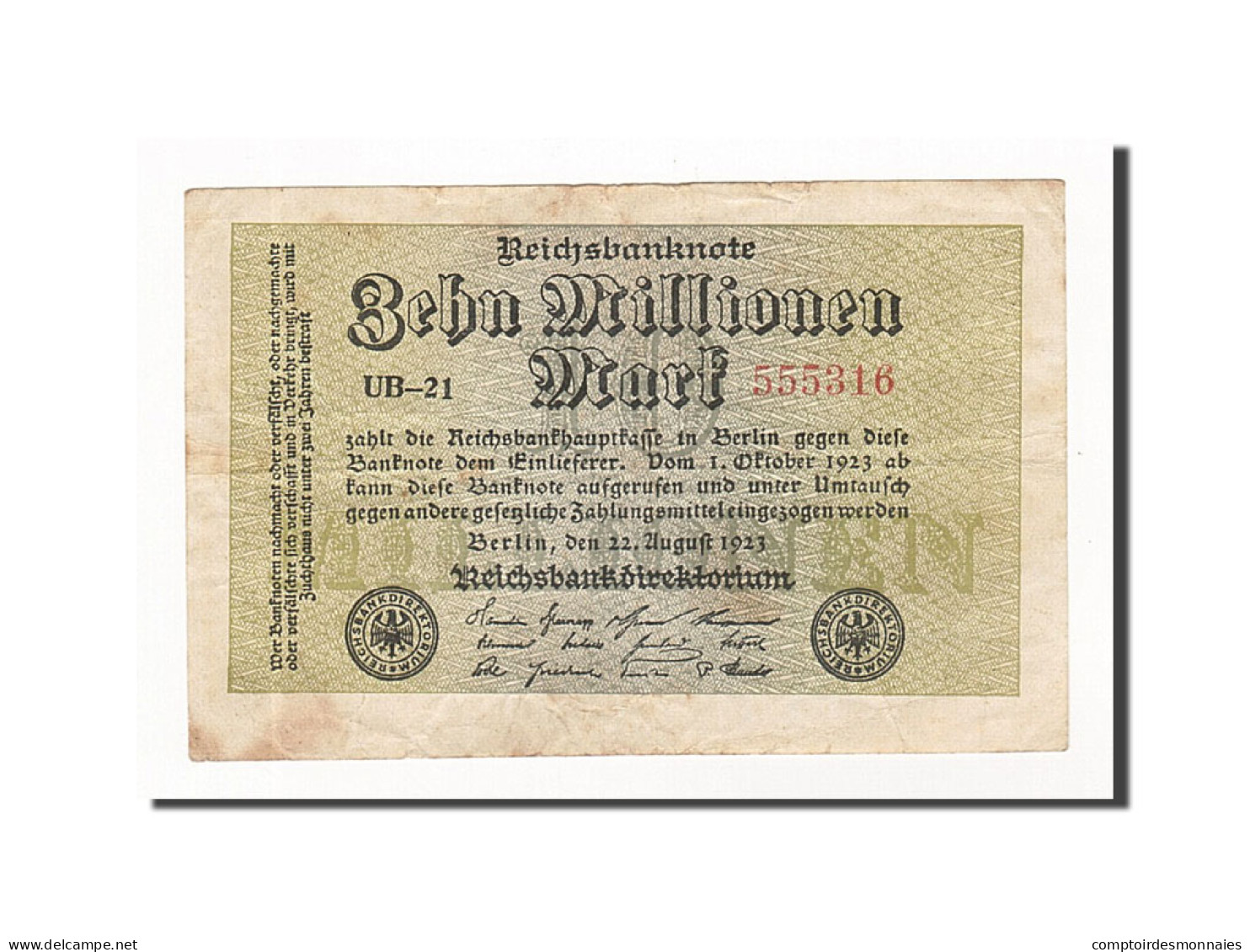 Allemagne, 10 Millionen Mark, KM:106d, 1923-08-22, TB+ - 10 Millionen Mark