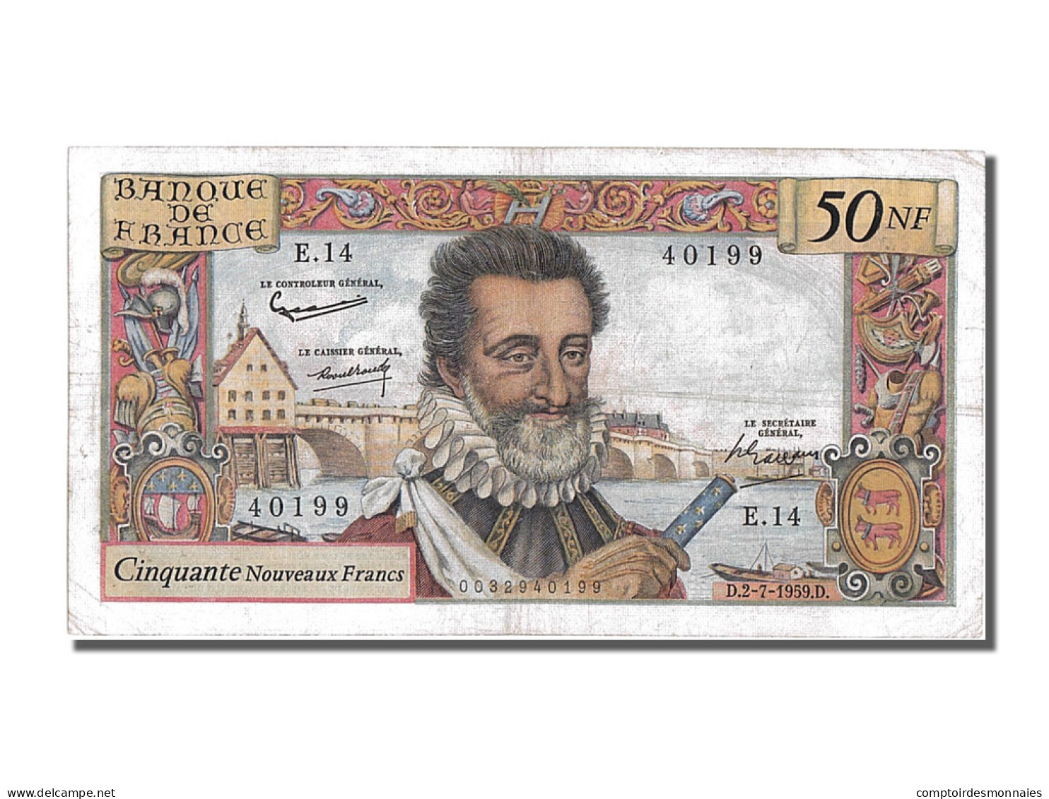 Billet, France, 50 Nouveaux Francs, 50 NF 1959-1961 ''Henri IV'', 1959 - 50 NF 1959-1961 ''Henri IV''