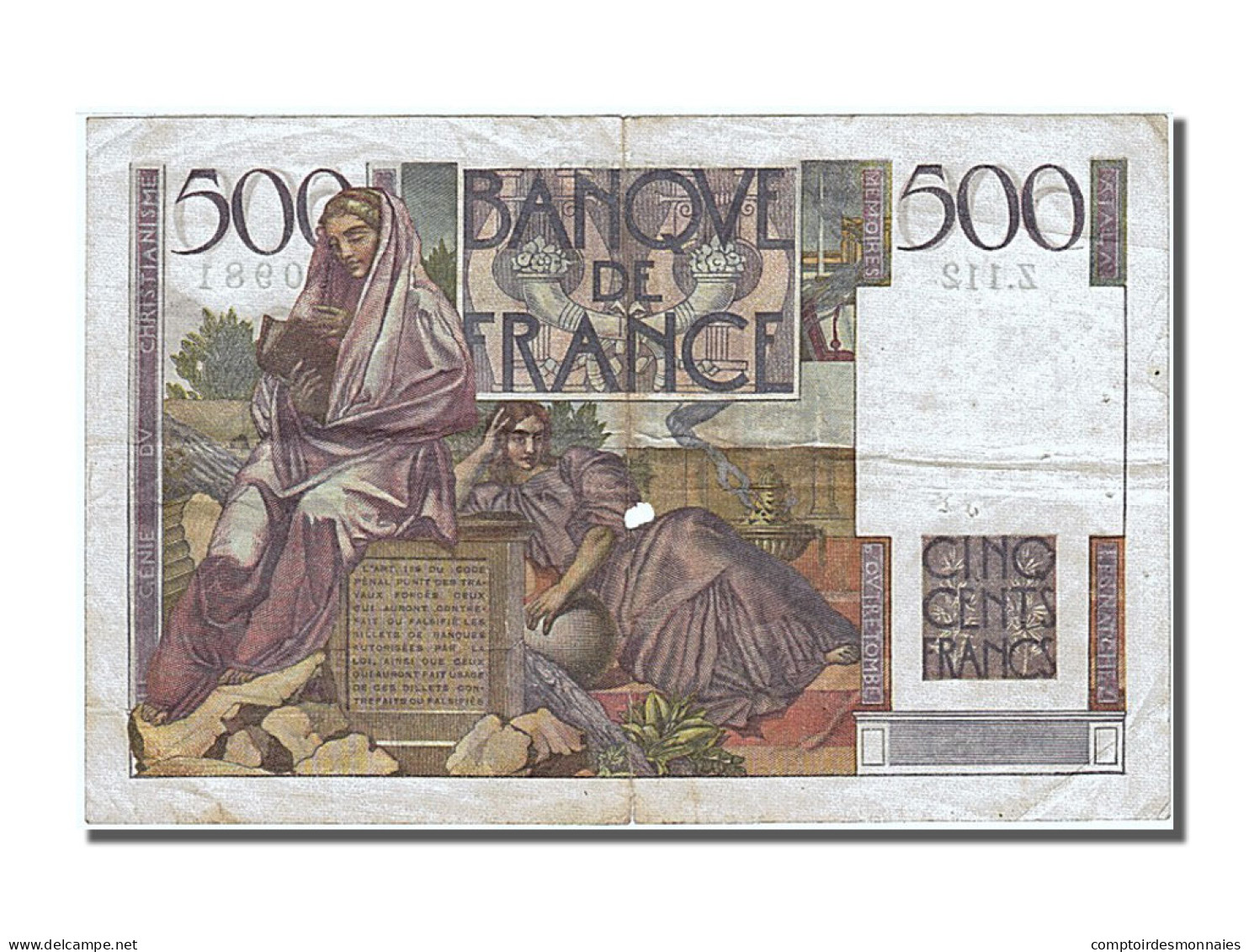 Billet, France, 500 Francs, 500 F 1945-1953 ''Chateaubriand'', 1952, 1952-07-03 - 500 F 1945-1953 ''Chateaubriand''