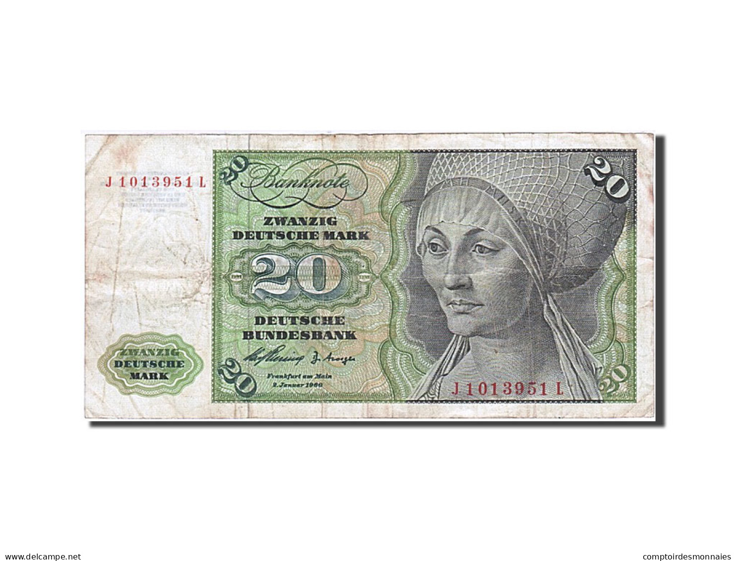 Billet, République Fédérale Allemande, 20 Deutsche Mark, 1960, 1960-01-02 - 20 DM