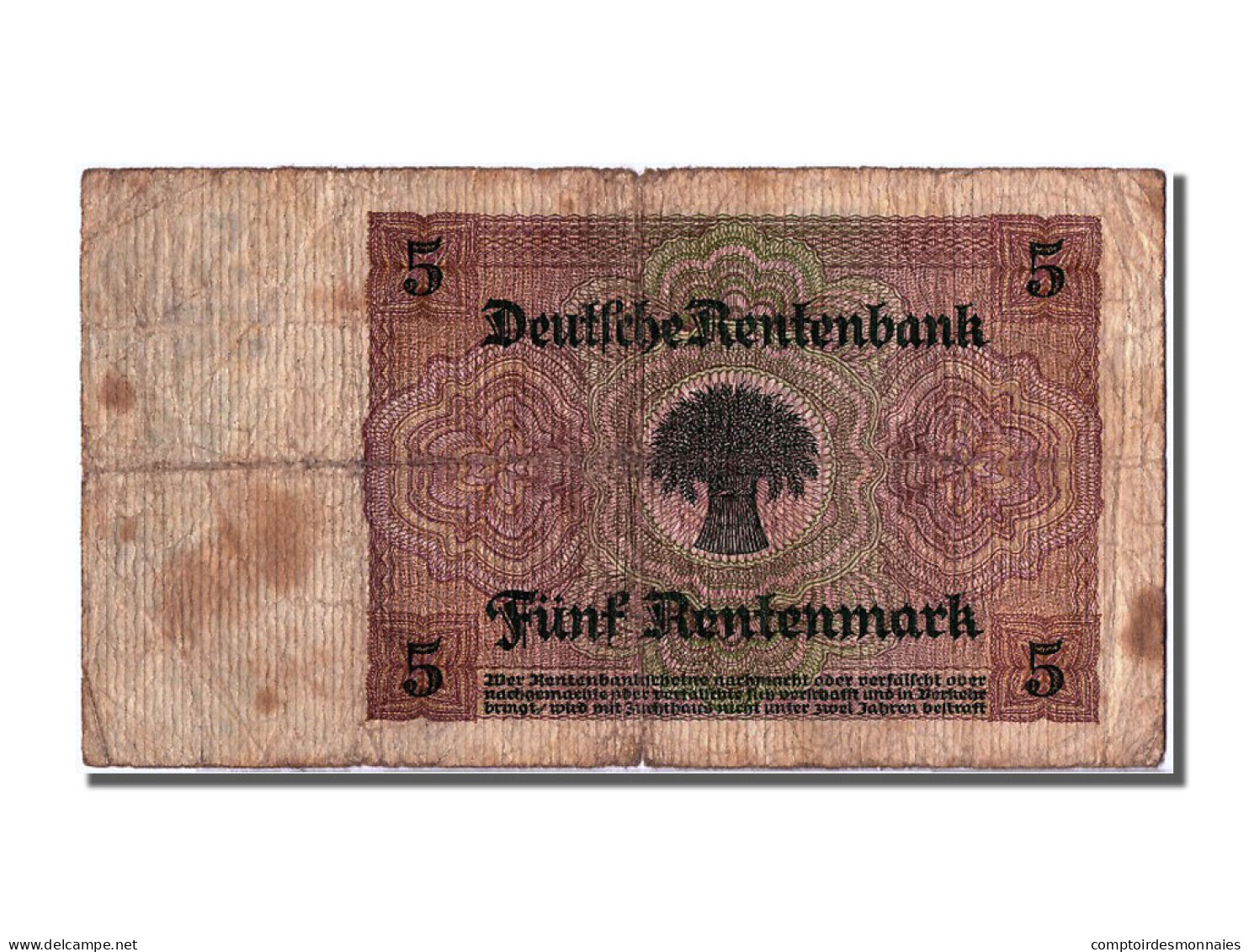 Billet, Allemagne, 5 Rentenmark, 1926, 1926-01-02, TB - 5 Rentenmark