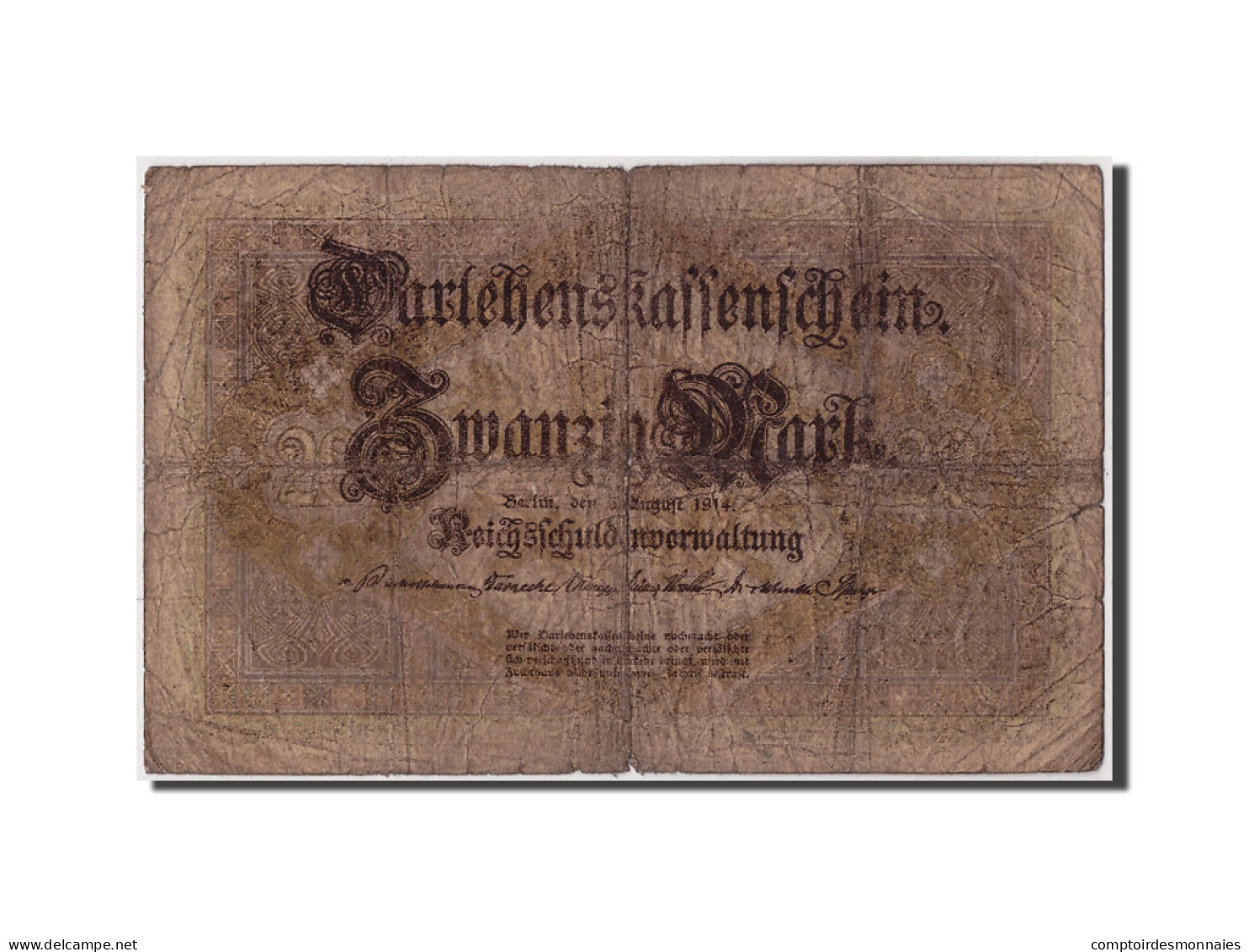 Billet, Allemagne, 20 Mark, 1914, 1914-08-05, KM:48b, AB+ - 20 Mark