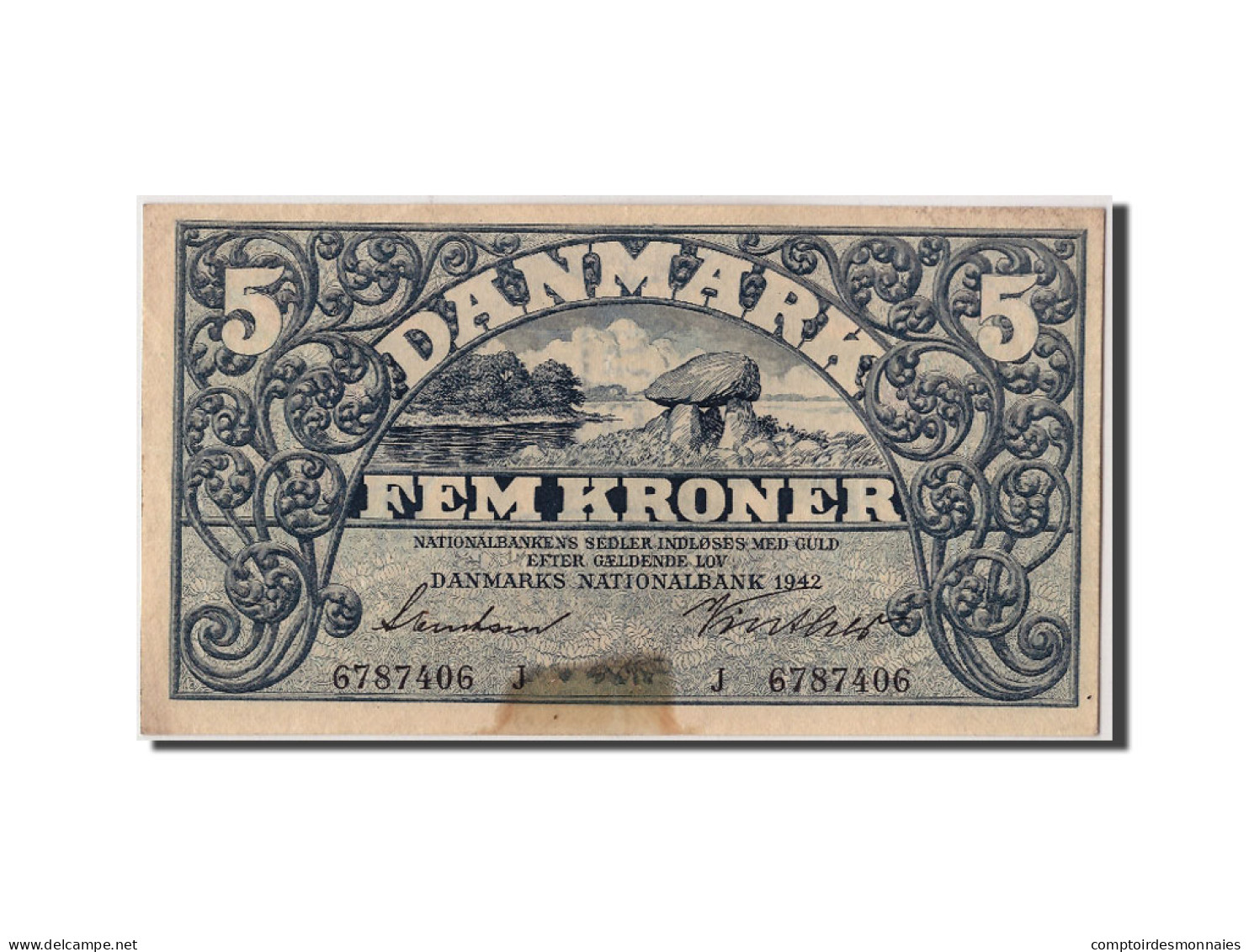 Billet, Danemark, 5 Kroner, 1942, Undated, KM:30h, SUP - Dänemark