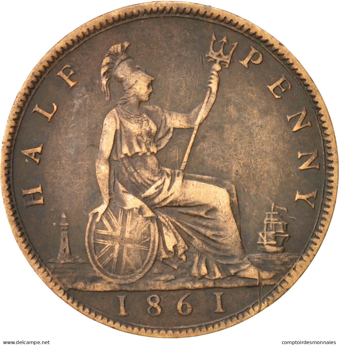 Monnaie, Grande-Bretagne, Victoria, 1/2 Penny, 1861, SUP, Bronze, KM:748.2 - Altri & Non Classificati