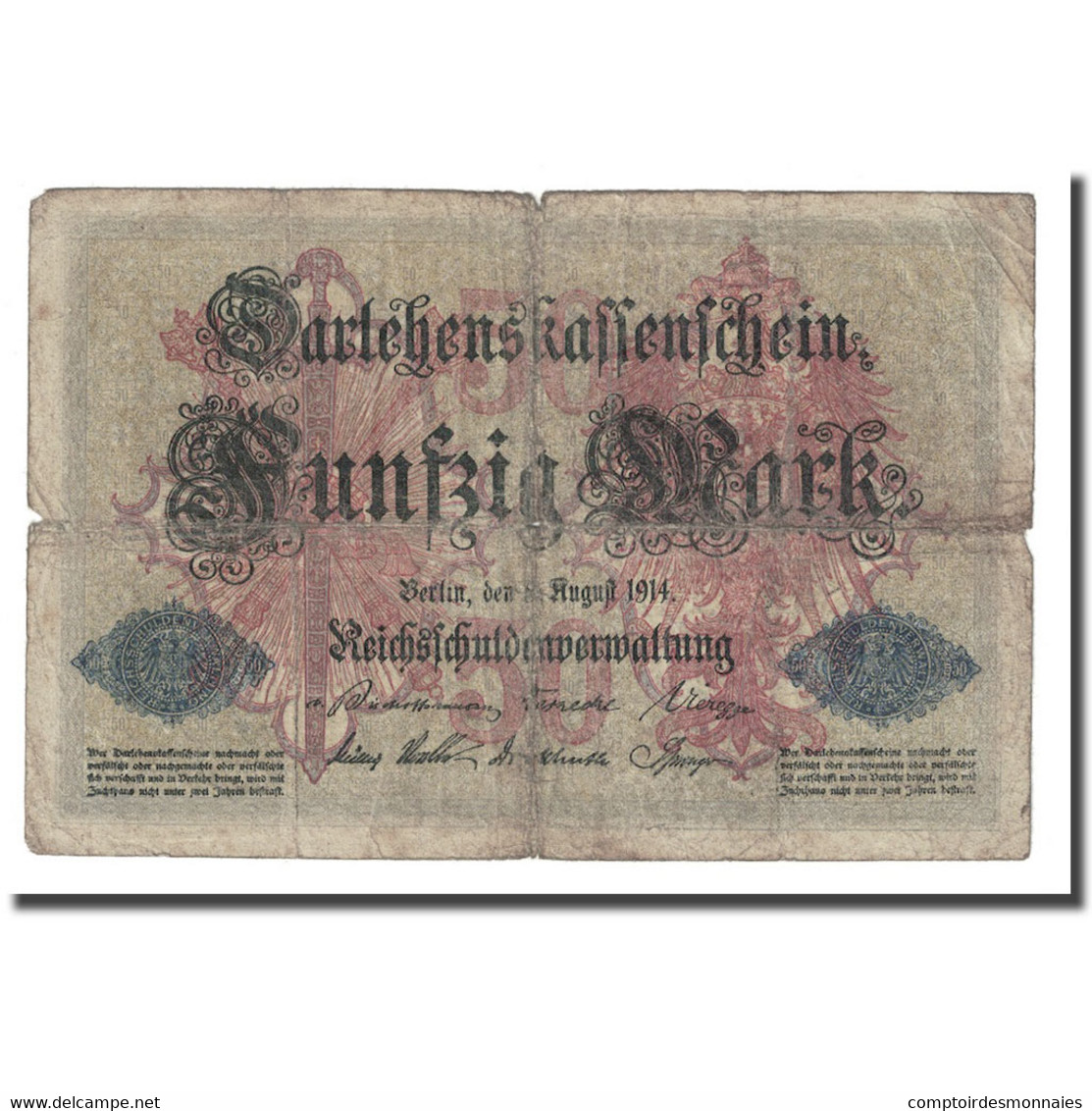 Billet, Allemagne, 50 Mark, 1914, 1914-08-05, KM:49b, B - 50 Mark