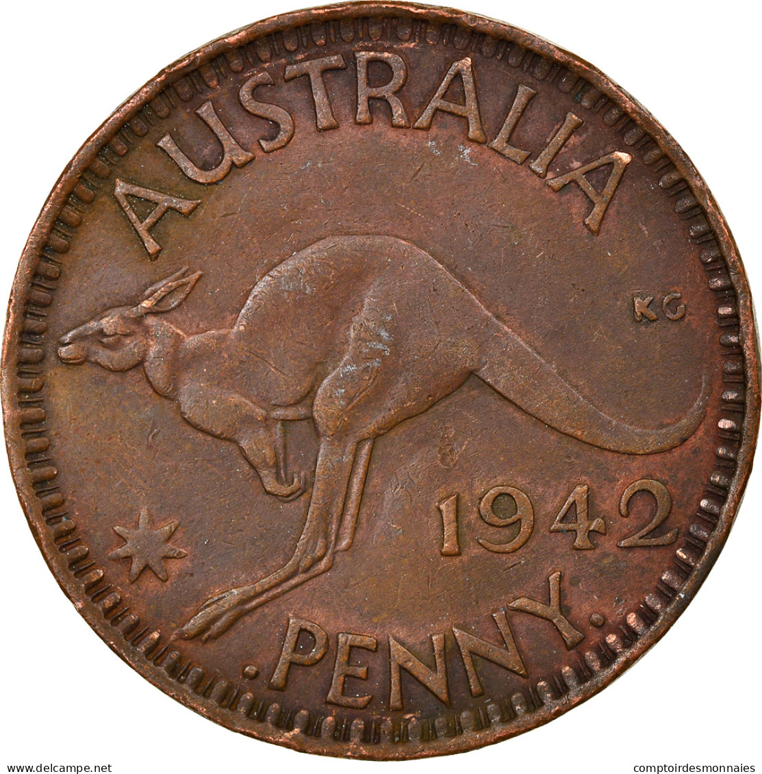 Monnaie, Australie, George VI, Penny, 1942, TB+, Bronze, KM:36 - Penny