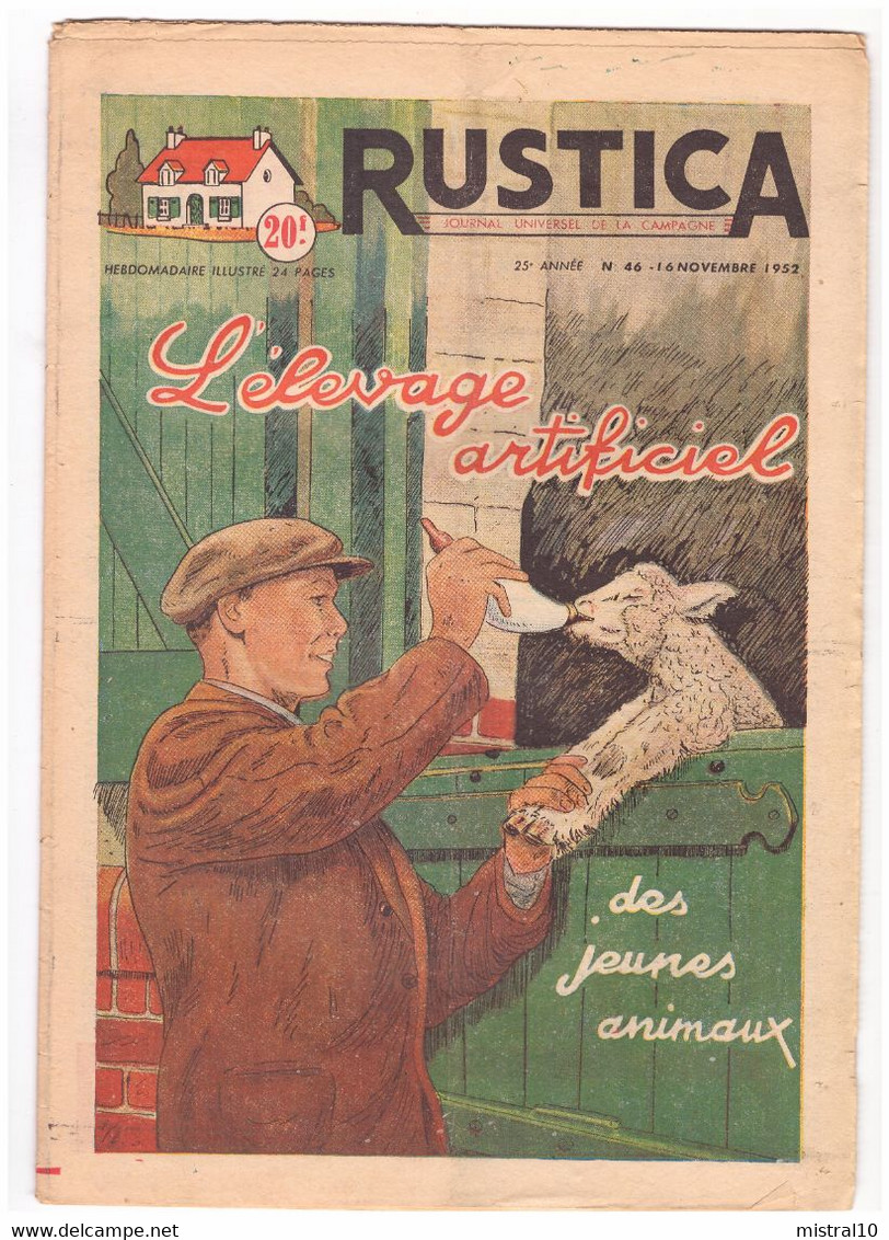 RUSTICA. 1952. N°46. L'élevage Artificiel Des Jeunes Animaux - Garten