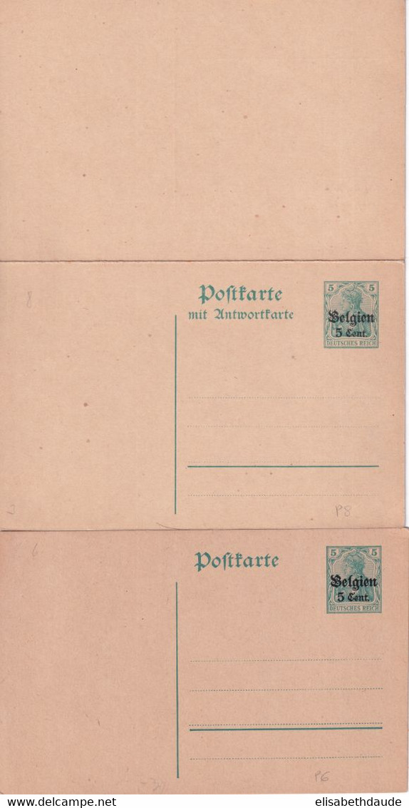 OCCUPATION ALLEMANDE En BELGIQUE - 1916 - ENTIER POSTAL - 2 CARTES DONT UNE AVEC REPONSE PAYEE NEUVES P6 + P8 - OC1/25 Gouvernement Général