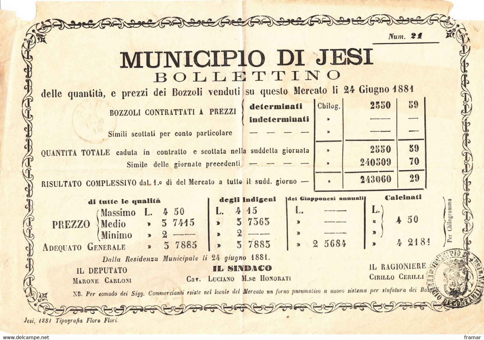 ITALIA  - Pubblicazione Periodica - Type 1863/1877 - 1c Gris Vert IESI / TREIA - Revenue Stamps