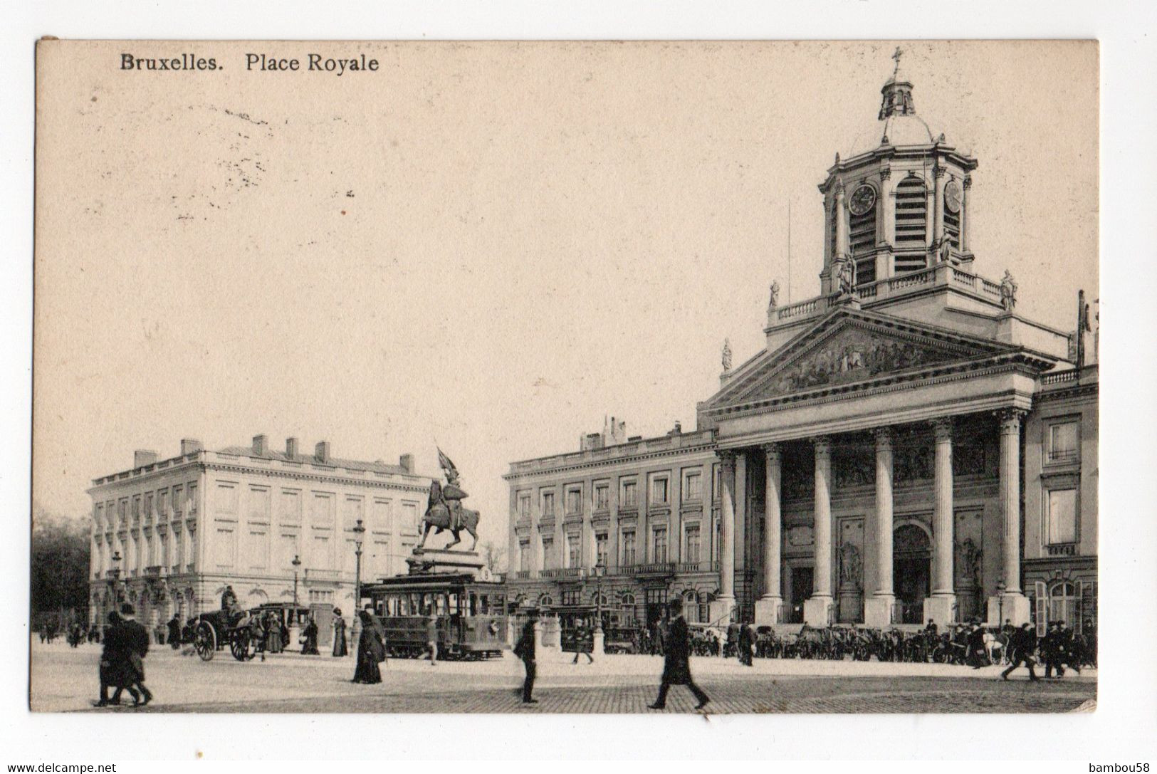 BRUXELLES * BELGIQUE * PLACE ROYALE * OMNIBUS * STATUE * Animation * édit. Theys - Bruxelles National - Aéroport