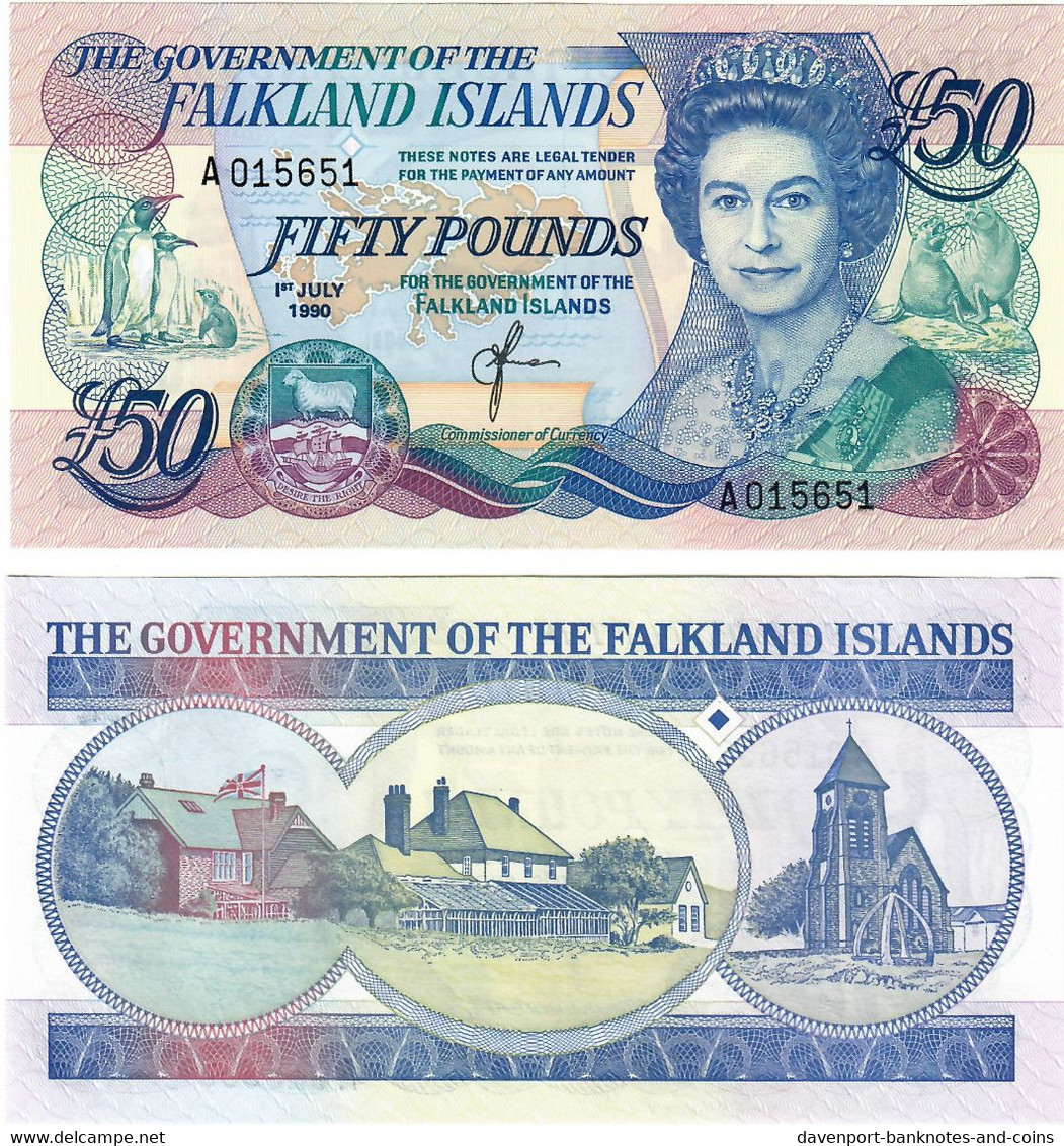 Falkland Islands 50 Pounds 1990 UNC - Falkland