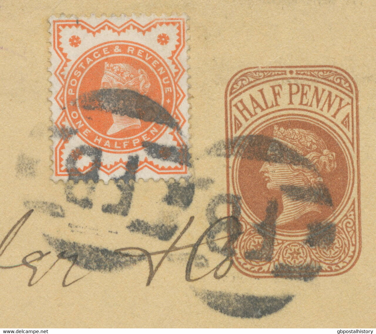 GB 189? QV 1/2 D Wrapper Uprated W 1/2 D Jubilee From LONDON "FB" To SINGAPORE - Storia Postale