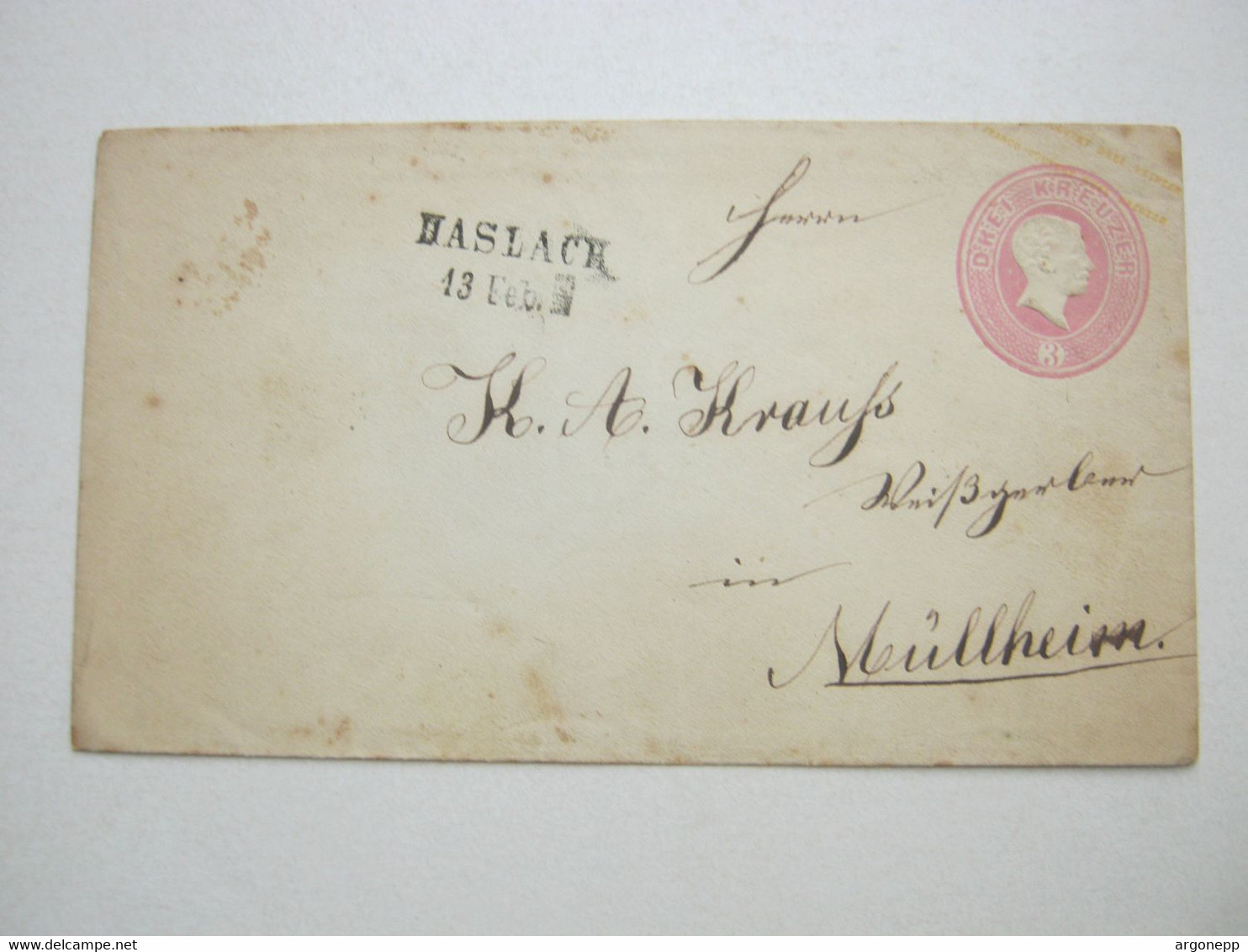 1868 , Ganzsache Aus Haslach - Postal  Stationery