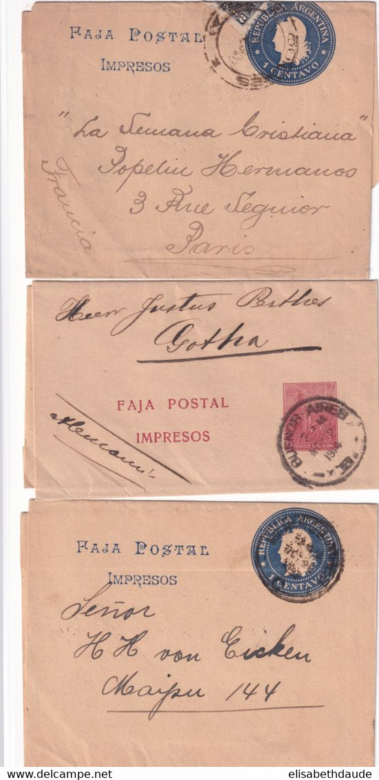 ARGENTINA - ENTIER POSTAL - 2 BANDES COMPLETES VOYAGEES ! - Entiers Postaux