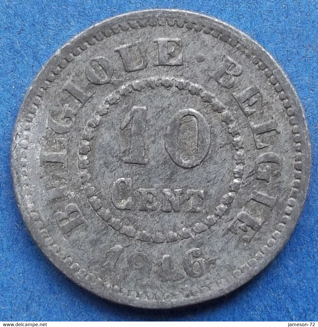 BELGIUM - 10 Centimes 1916 KM# 81 Without Dots WWI Zinc - Edelweiss Coins - Ohne Zuordnung