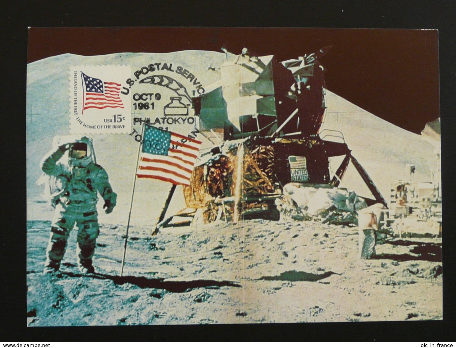 Carte Maximum Card Homme Sur La Lune Man On The Moon PhilaTokyo Japan 1981 USA (ref 86258) - Cartoline Maximum