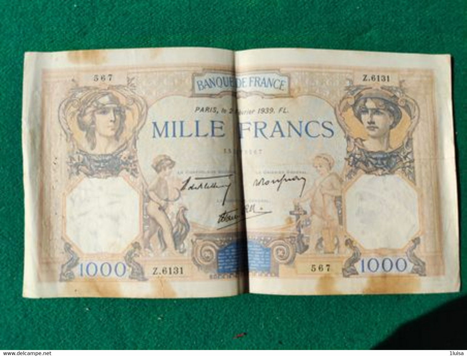 Francia 1000 Francs 1939 - 1 000 F 1927-1940 ''Cérès Et Mercure''