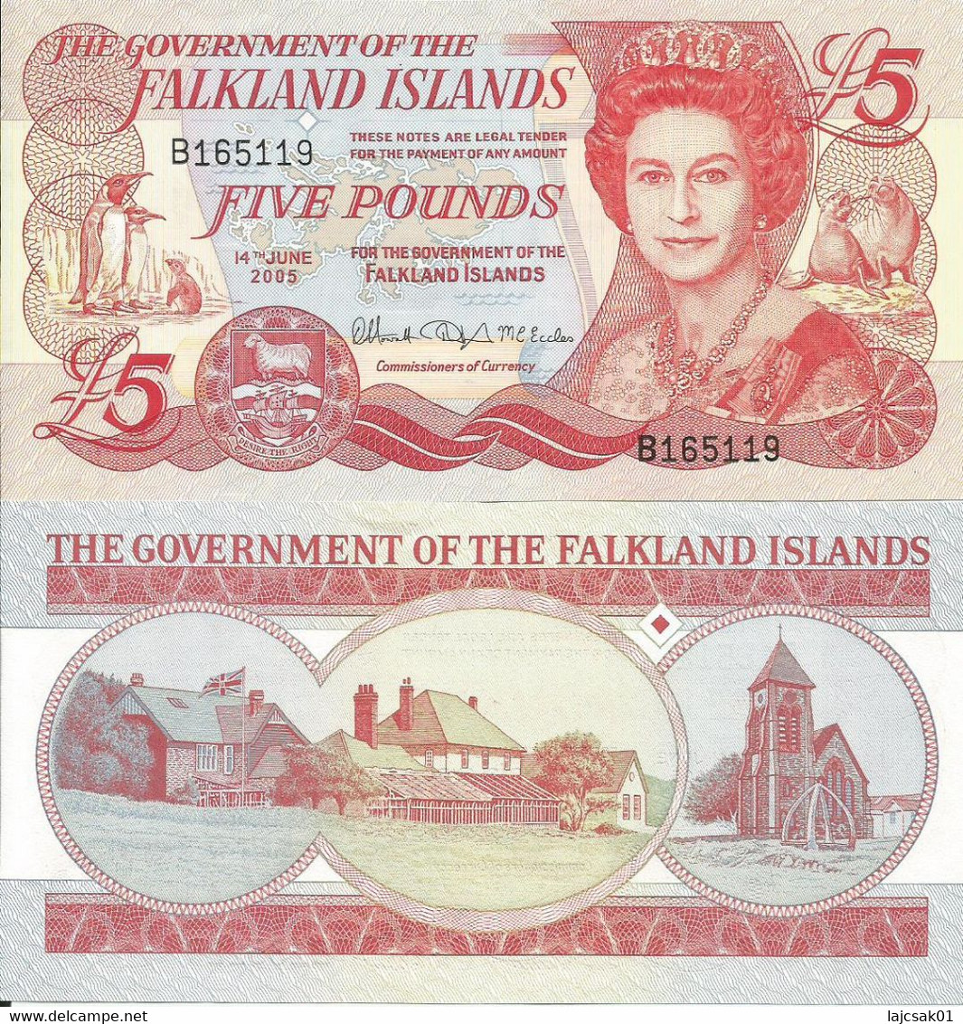 Falkland Islands 5 Pounds 2005. UNC - Falkland