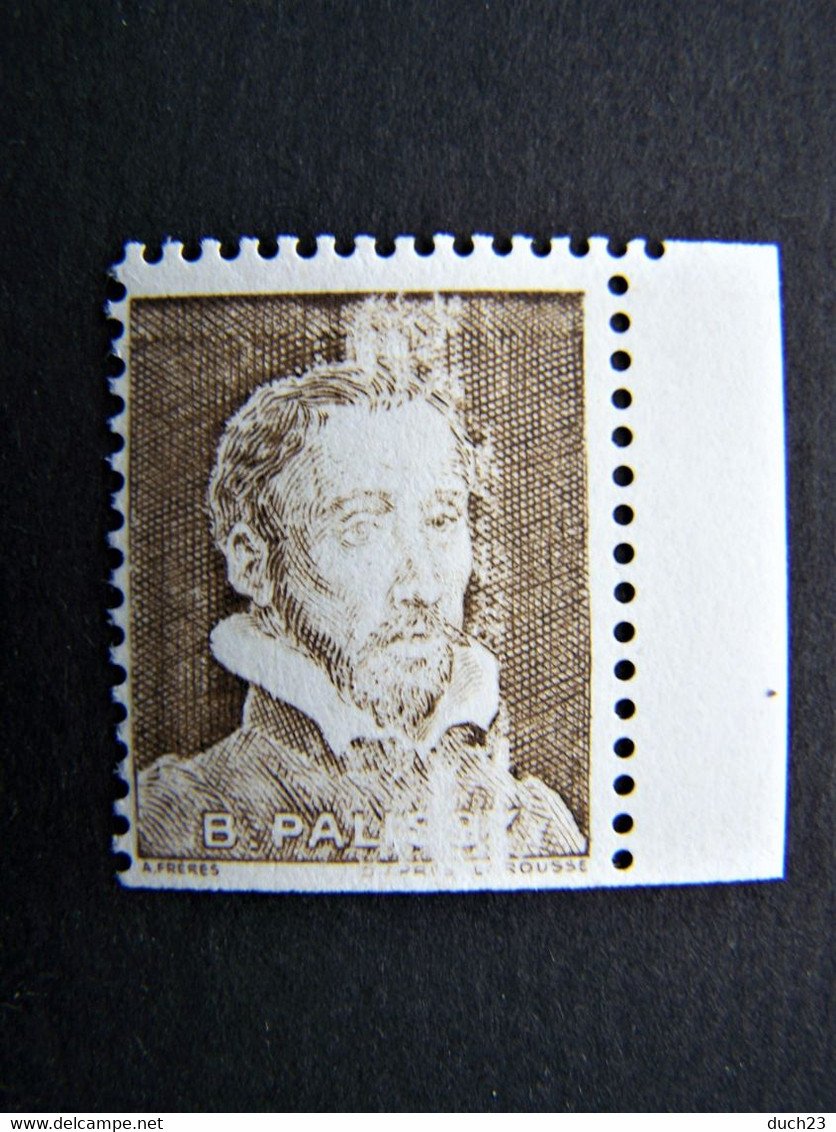 BERNARD PALISSY N° Pa16 ** BISTRE BELLE VARIETE NEUF SANS CHARNIERE VIGNETTE EXPERIMENTALE VIGNETTES Pa 16 - Probedrucke, Nicht Ausgegeben, Experimentelle Vignetten