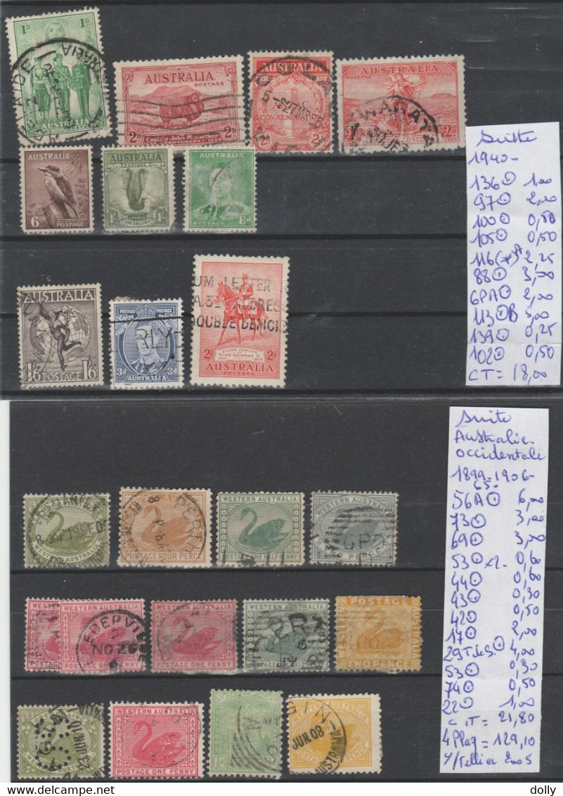 TIMBRES DE L AUSTRALIE  NEUF **/(*) OBLITEREES  1868-99-1906-19-40 Nr VOIR SUR PAPIER AVEC TIMBRES  COTE   129.10  € - Used Stamps