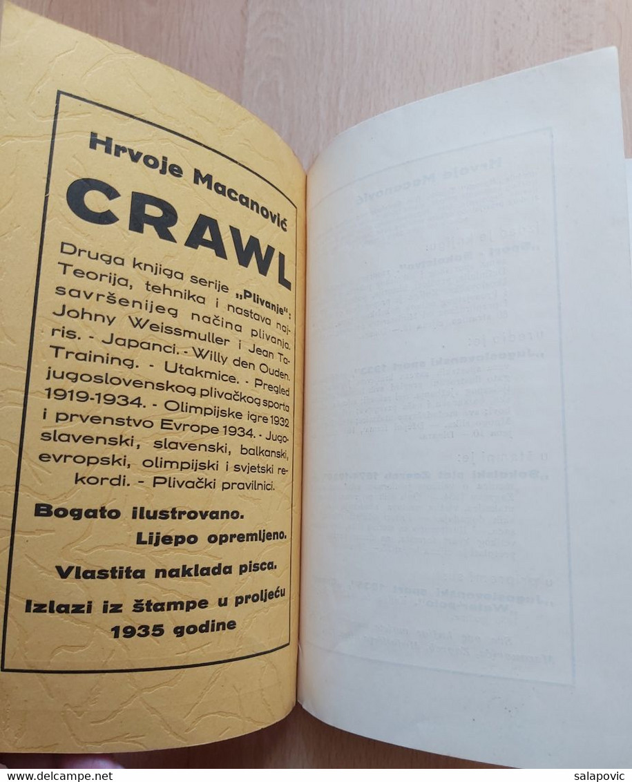 SOKOL, Swimming PLIVANJE U SOKOLU, HRVOJE MACANOVIC  SPLIT 1934 - Swimming