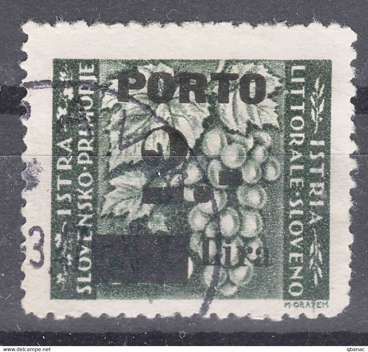 Istria Litorale Yugoslavia Occupation, Porto 1946 Sassone#15 Overprint I, Used - Yugoslavian Occ.: Istria