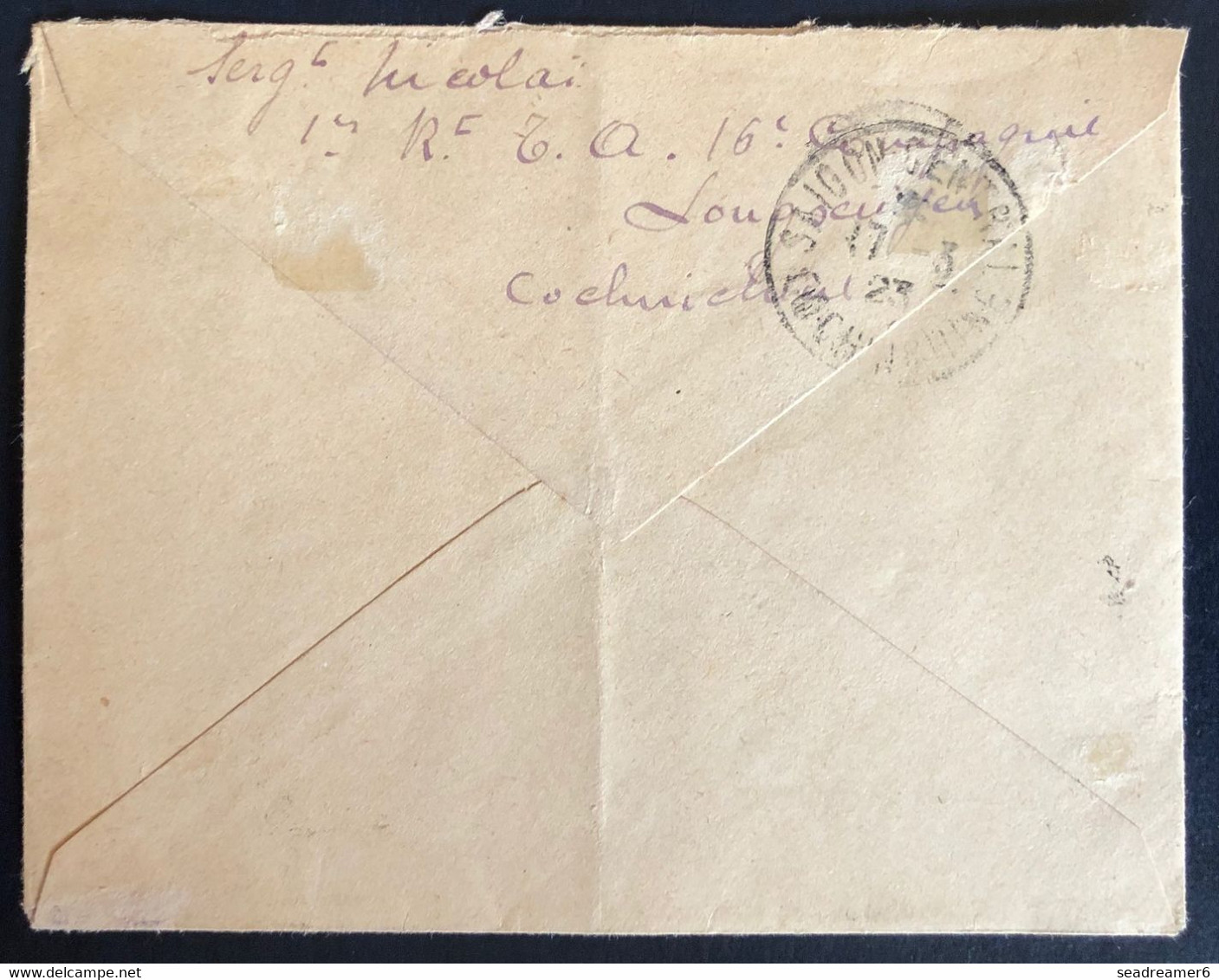 Lettre Avec Timbre Semeuse Franchise Militaire N°5 10c Rouge Oblitéré Dateur De LONGXUVEN Cochinchine Pour PARIS RRR ! - Cartas & Documentos