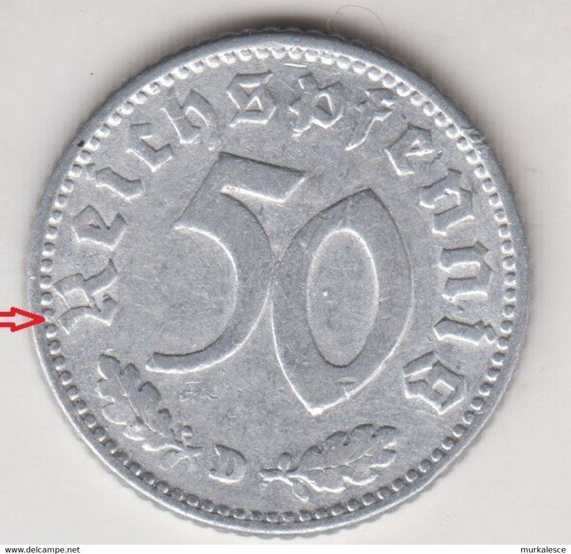 R----24   DRITTES  REICH  50  REICHSPFENNIG  1940  D   FEHLPRAGUNG   SELTEN - 50 Reichspfennig