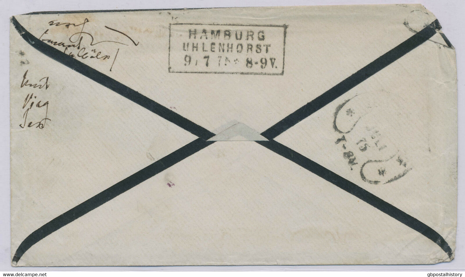 GB 1875 THE FIRST KNOWN UNIQUE USAGE OF UPU-RATE To HAMBURG From HOUNSLOW 394 - ....-1951 Pre Elizabeth II