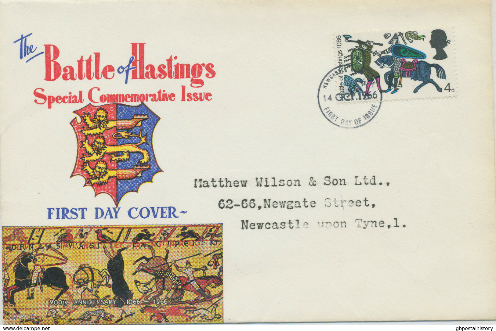 GB 1966 Battle Of Hastings 4 D Superb Ill. FDC Thimble FDI NEWCASTLE UPON TYNE - 1952-1971 Pre-Decimal Issues