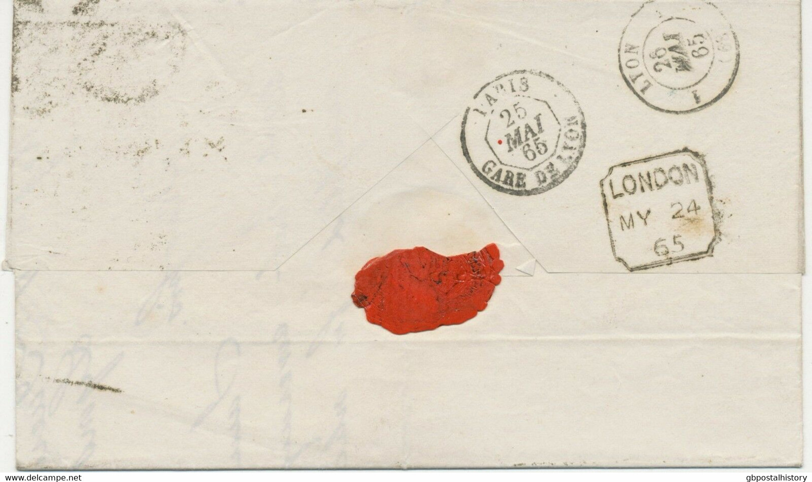 GB 1865 QV 4d Pale Red White Corner Letters Pl.4 W Hairlines INVERTED WMK - Errors, Freaks & Oddities (EFOs