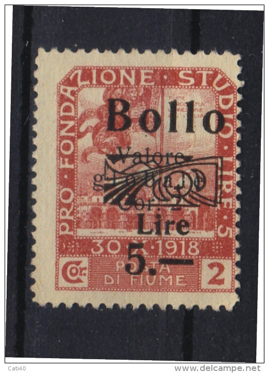 MARCA DA BOLLO/REVENUE  - FIUME - BOLLO Lire 5,00- USATO - Fiume & Kupa