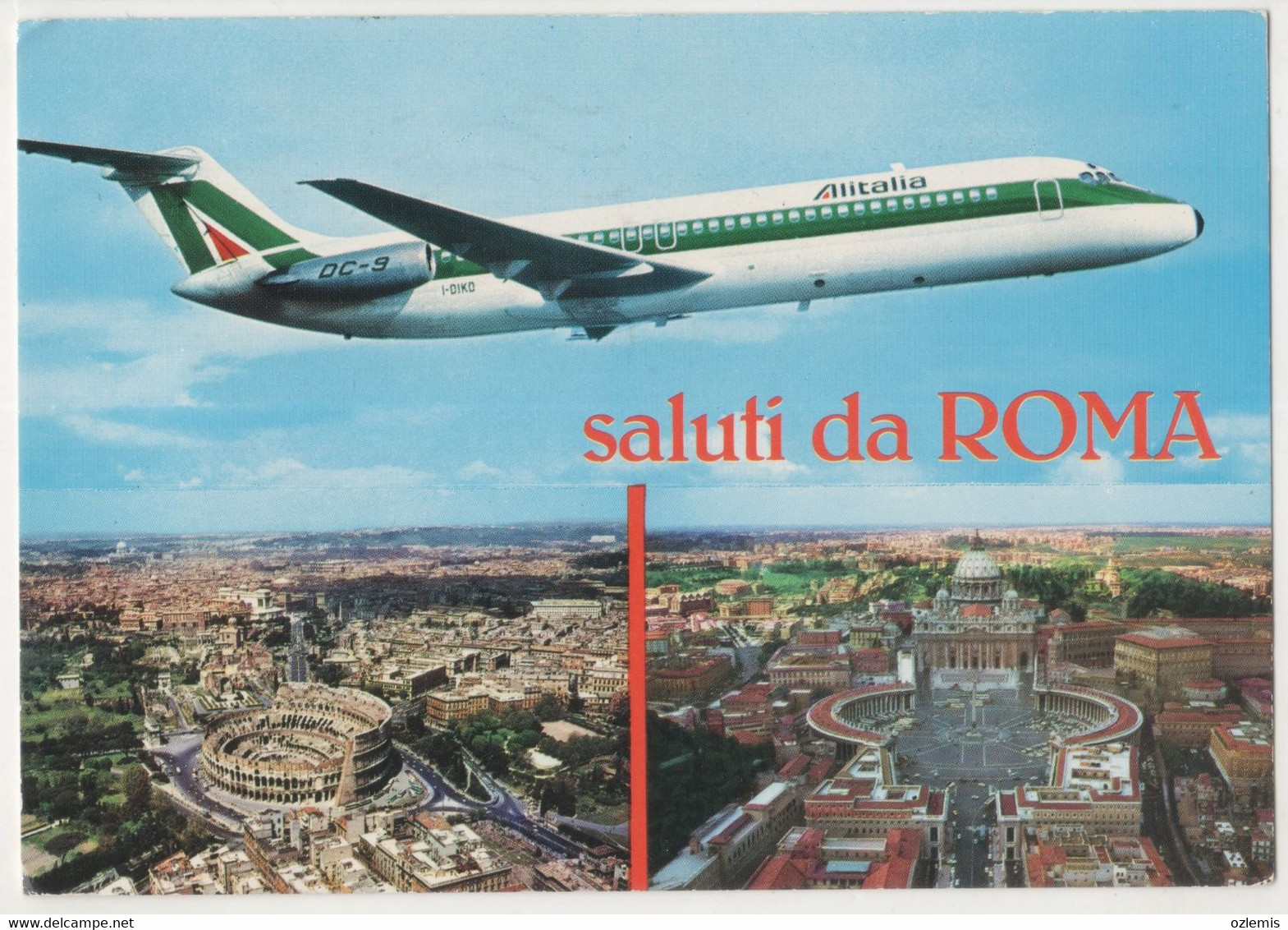 SALUTI DA ROMA ,ALITALIA AIRWAYS POSTCARD - Collezioni & Lotti