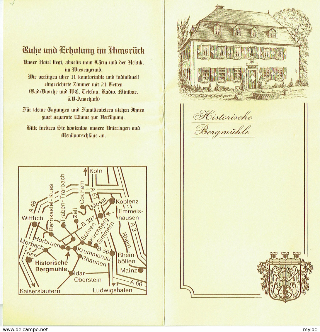 Hôtel Historische Bergmühle. Horbruch/Hunsrück.  Factures Et Carte De Visite  Dans Pochette. - 1950 - ...