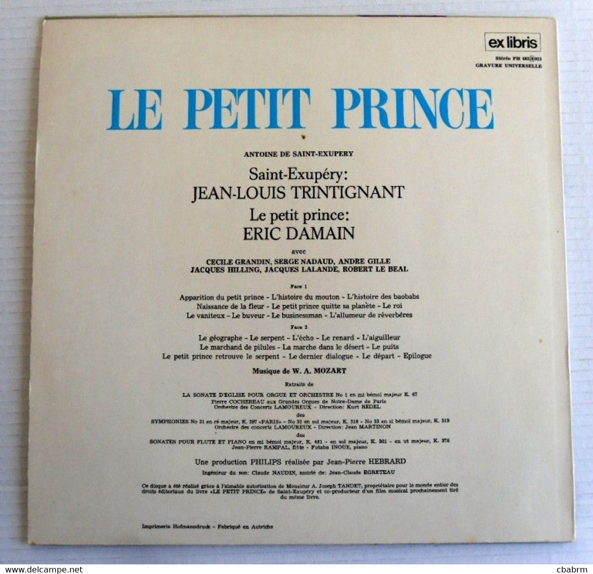 LP 33 TOURS LE PETIT PRINCE ERIC DAMIEN JEAN LOUIS TRINTIGNANT SAINT EXUPERY - Kinderlieder