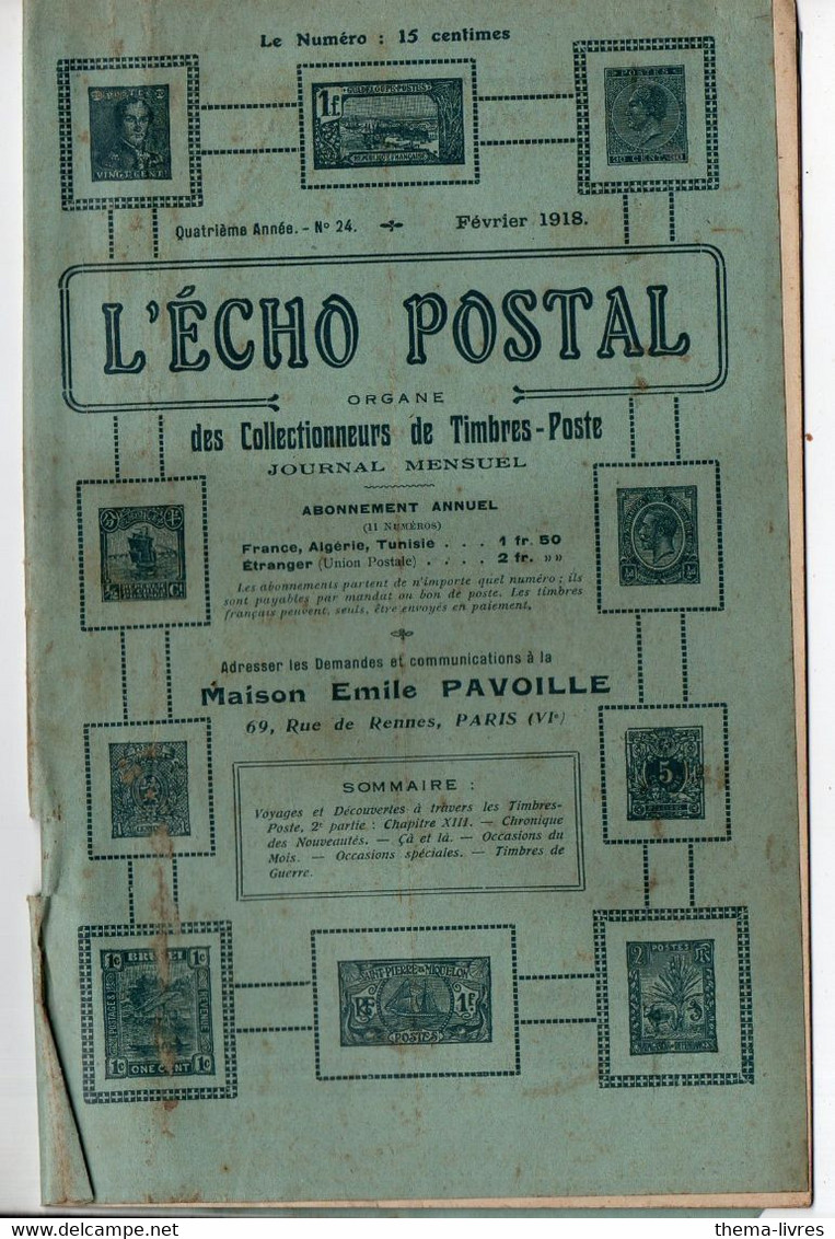 Revue L'ECHO POSTAL  N°24 De Février 1918 (M1888) - Französisch (bis 1940)