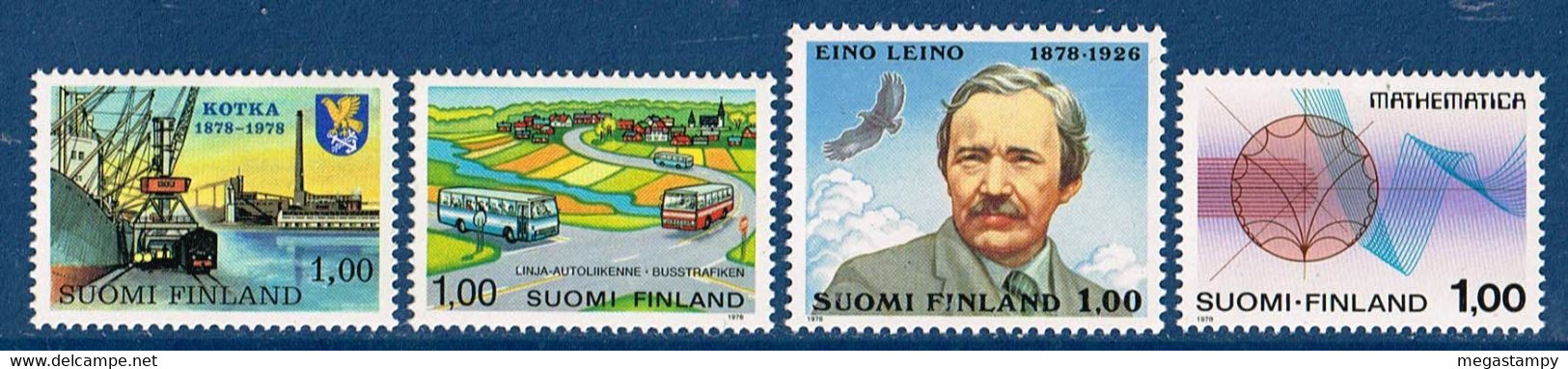Finnland 1978 , " Hafen Kotka / Busverkehr / Eino Leino / ICM-Kongreß " ;  Mi.822, 827-829 Postfrisch / MNH / Neuf - Sonstige & Ohne Zuordnung