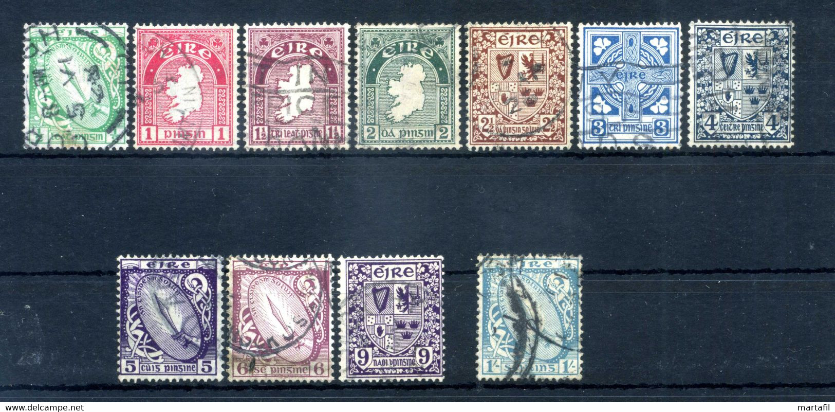 1922-23 IRLANDA USATI 40/49 + 51 F1 - Gebruikt