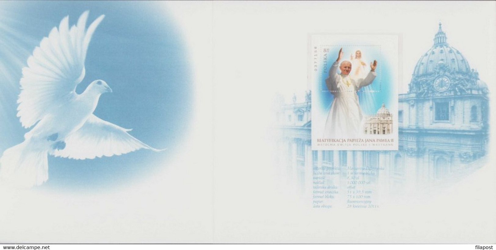 POLAND 2011 Souvenir Booklet / Beatification Of John Paul II Pope - Common Issue With Vatican / FDC + Block MNH** F - Libretti