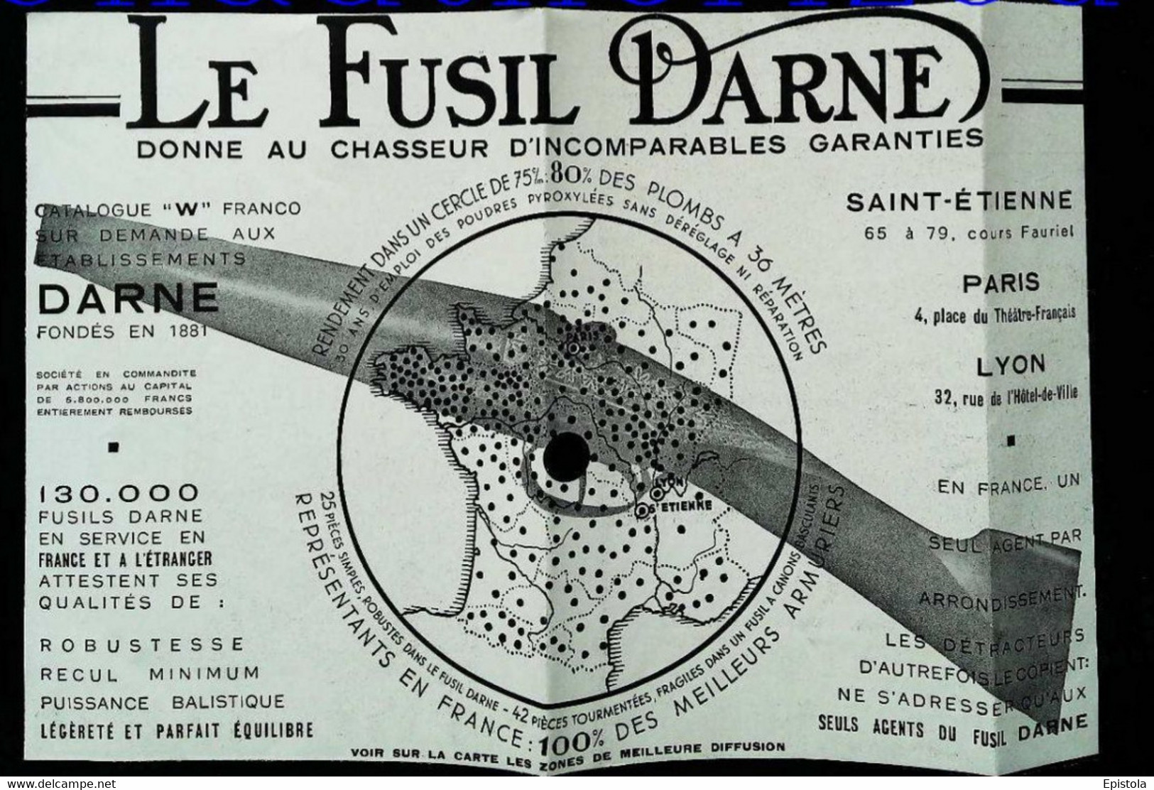 ► Publicité FUSIL De Chasse DARNE  (1937) Coupure De Presse (Encadré Photo) - Armes Neutralisées