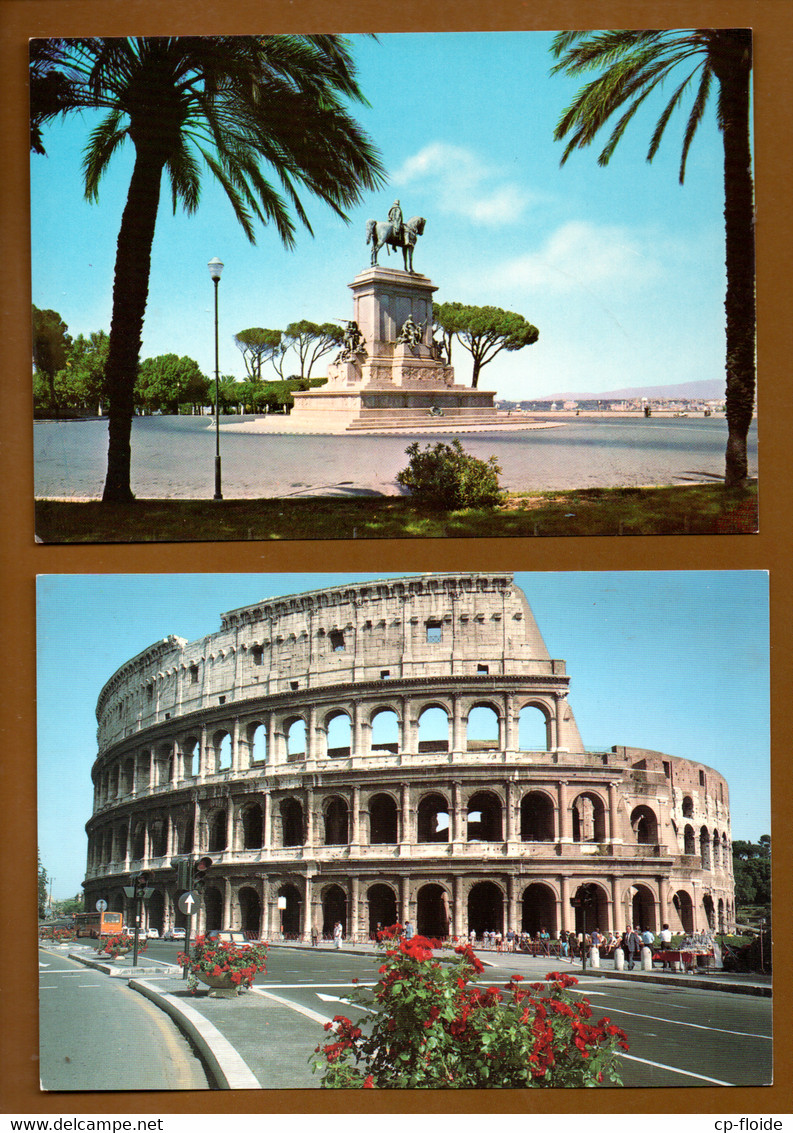 ITALIE . ROMA . " GIANICOLO MONUMENTO A GARIBALDI " & " IL COLOSSEO " . 2 CPM - Réf. N°29268 - - Collezioni & Lotti