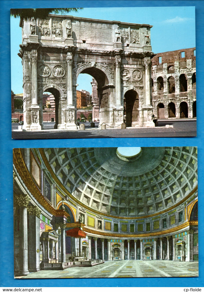 ITALIE . ROMA . " INTERNO DEL PANTHEON " & " ARCO DI COSTANTINO " . 2 CPM - Réf. N°29274 - - Collezioni & Lotti