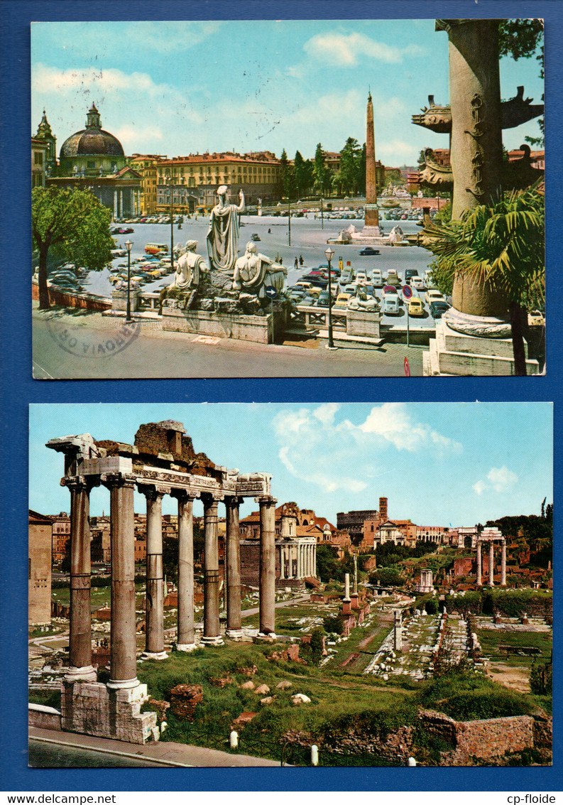 ITALIE . ROMA . " PIAZZA DEL POPOLO " & " FORO ROMANO  " . 2 CPM - Réf. N°29280 - - Collezioni & Lotti