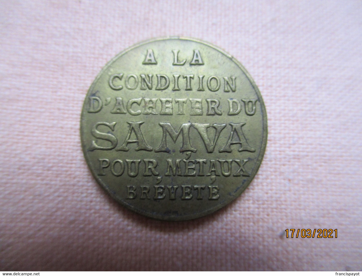 Belgium: Jeton 25 Centimes SAMVA Pour Métaux Breveté - Firma's