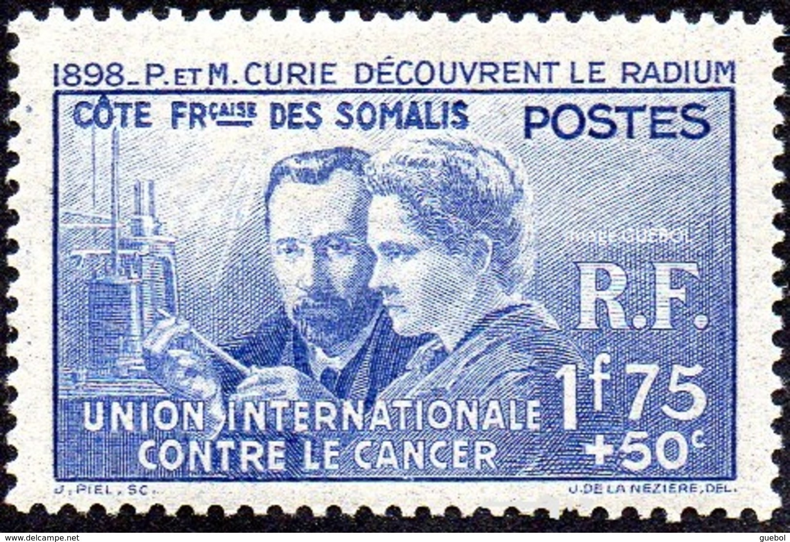 Pierre Et Marie Curie Détail De La Série ** Cote Des Somalis N° 147 - Recherche Sur Le Cancer - 1938 Pierre Et Marie Curie