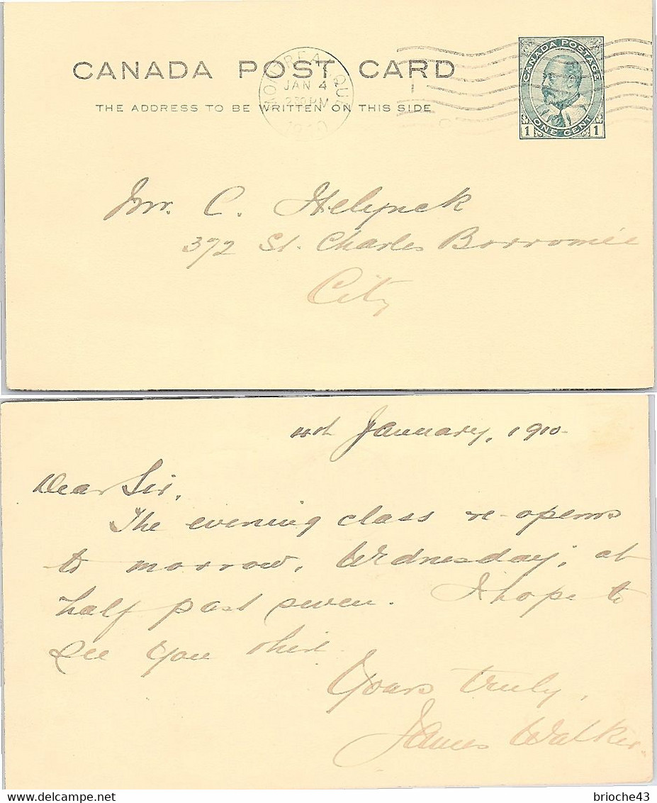 CANADA - CP ENTIER POSTAL ONE CENT 4.1.1910  /   2 - Other & Unclassified