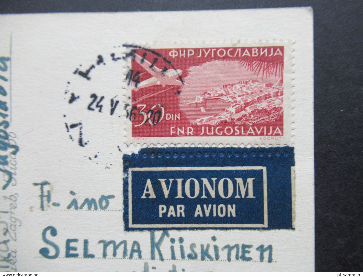 Jugoslawien 1956 Freimarken Flugzeuge über Landschaften Nr.650  AK Montenegrische Nationaltracht Nach Finnland Gesendet - Lettres & Documents
